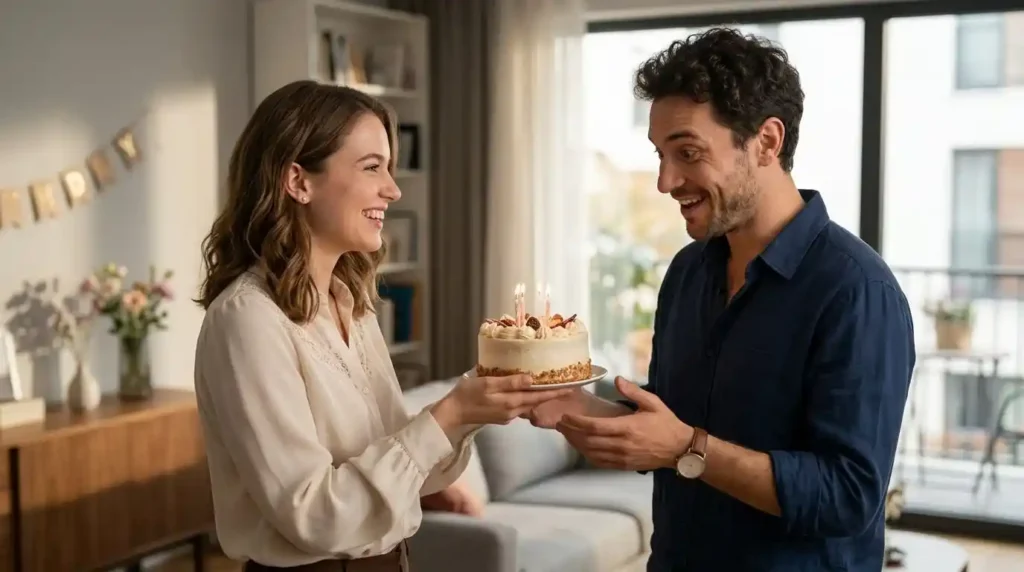 Brother and sister celebrating a birthday together
